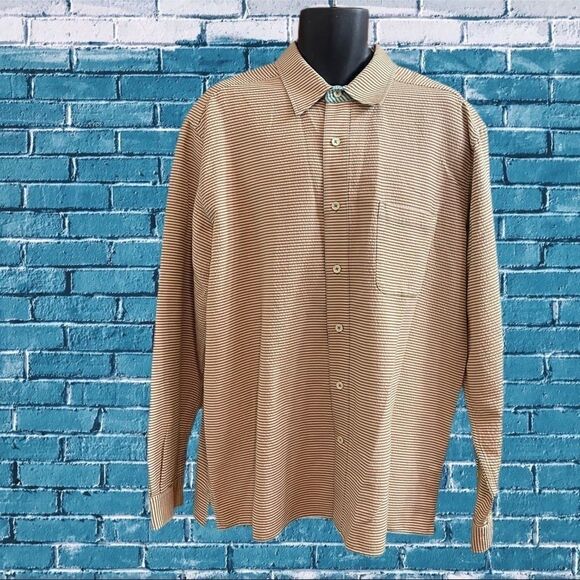 The Territory Ahead Men’s Brown Blue Stripe Button Up Shirt Size XL - Picture 1 of 9